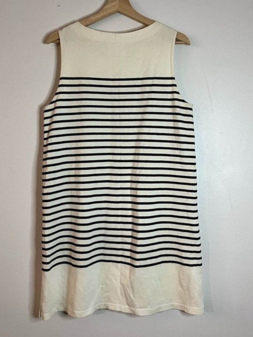 AlliHop Black & White Striped Sleeveless Knit Shift Dress Size M - Picture 3 of 13